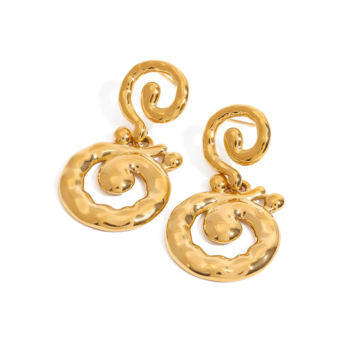 18K gold hollow thread design simple and elegant earrings