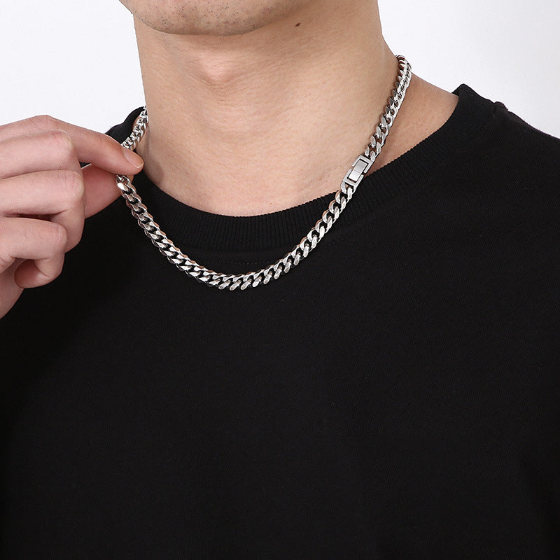 Polished Stainless Steel Cuban Chain Necklace