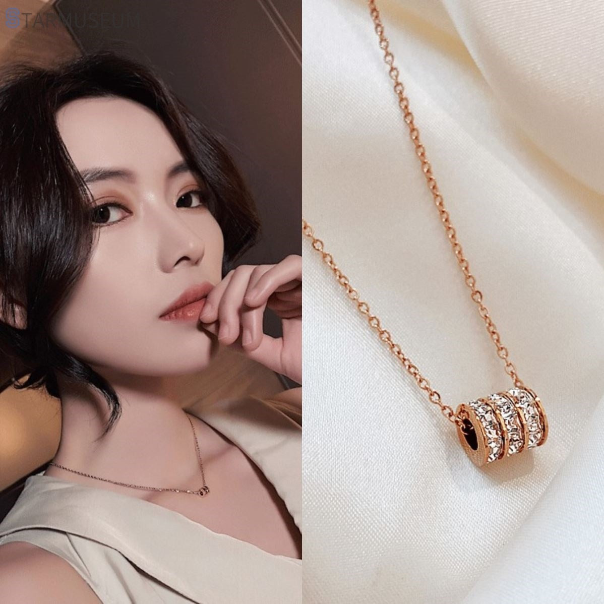 Titanium Steel Electroplating 18K Small Waist Gold Silver Rose Gold Female Trendy Popular Simple Cold Style Clavicle Chain Necklace