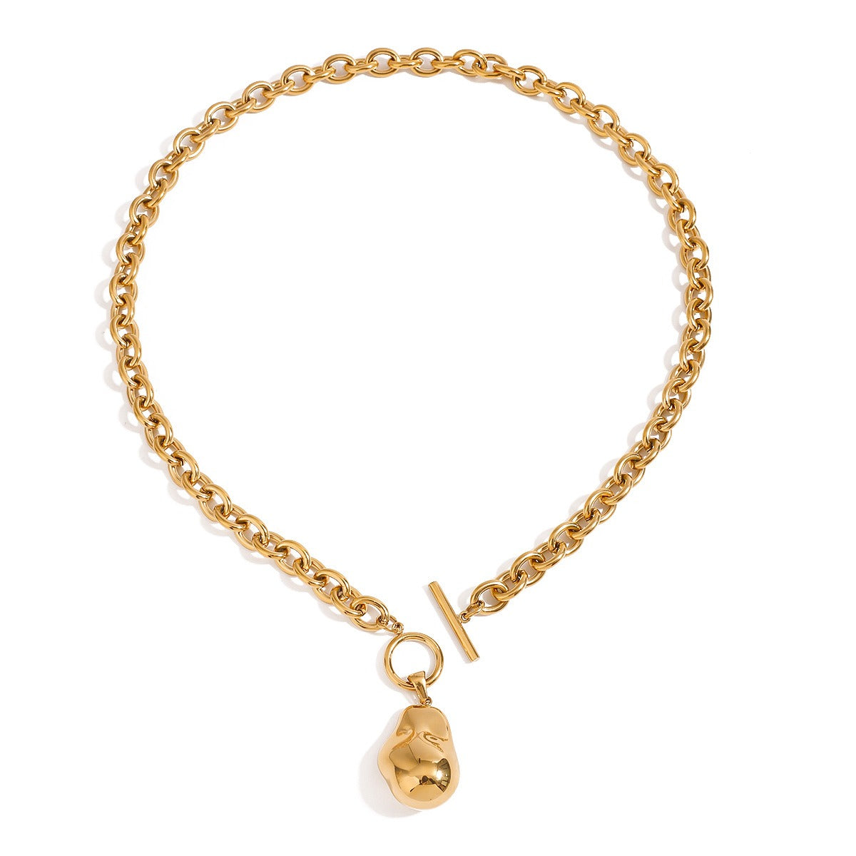 18K gold OT buckle with geometric design exquisite and noble necklace bracelet set