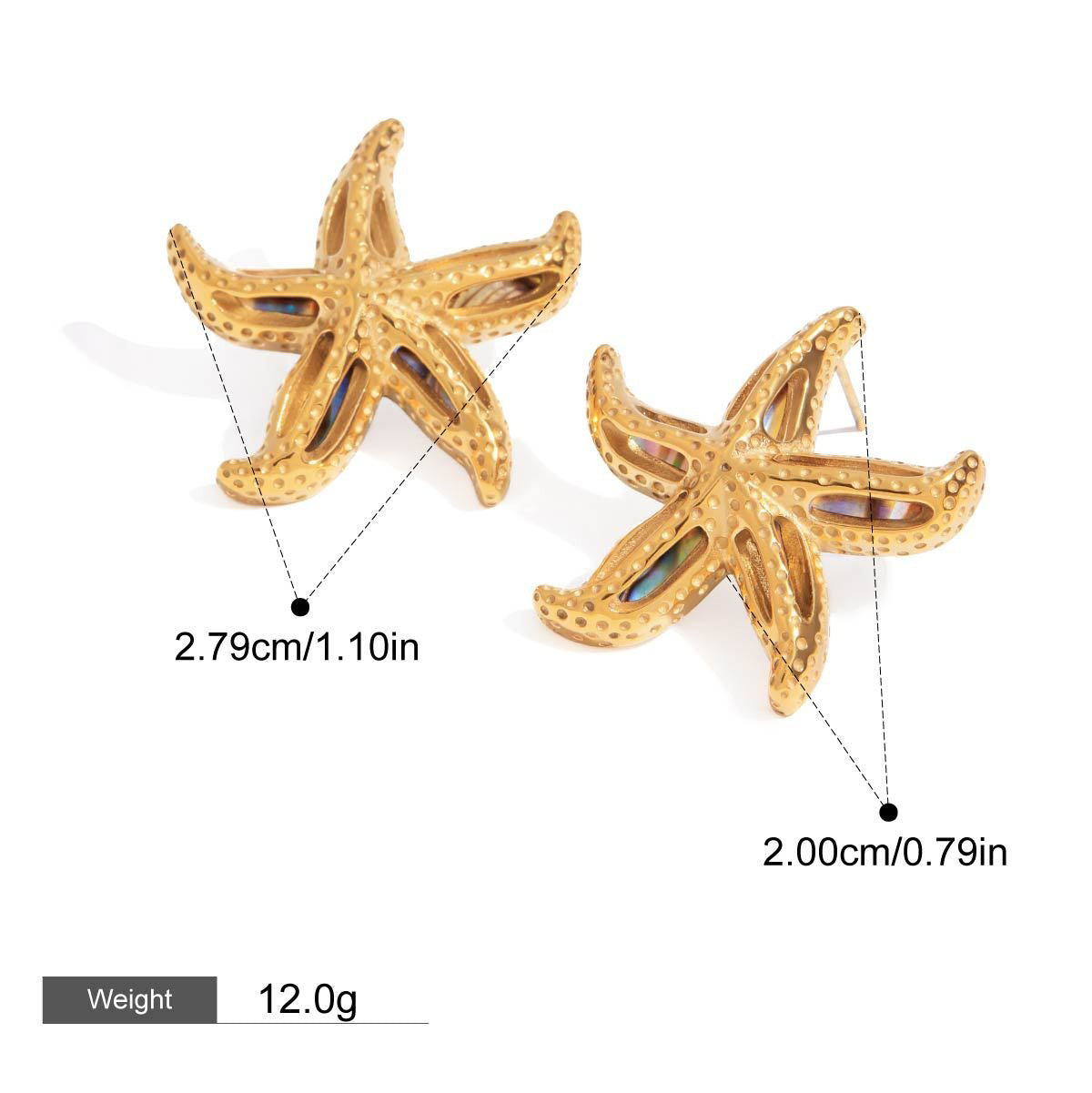 18K gold star/shell-shaped exquisite and noble earring necklace set