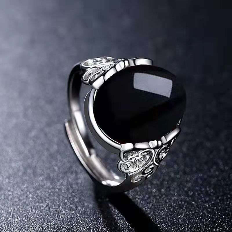 Crown Diamond Ring With Hollow Pattern, Adjustable Ethnic Style Ring, Red Agate Chalcedony, Copper Plated With White Gold, Open Ring For Women