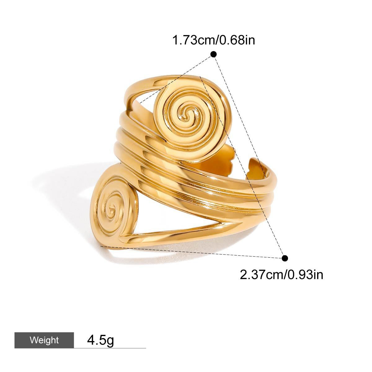 18K gold geometric lines with thread design trendy fashion ring