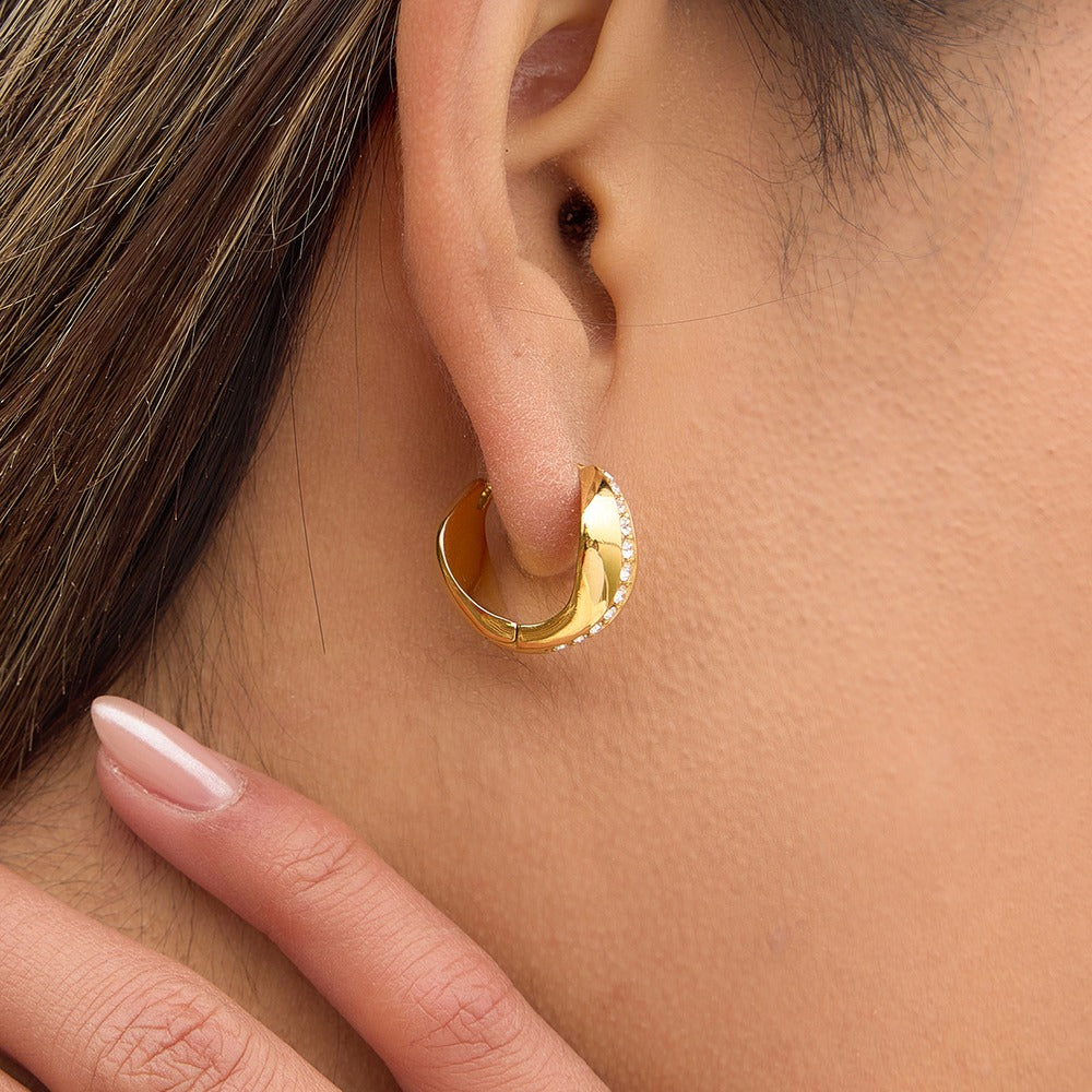 Wave Zircon Huggie Earrings Collection