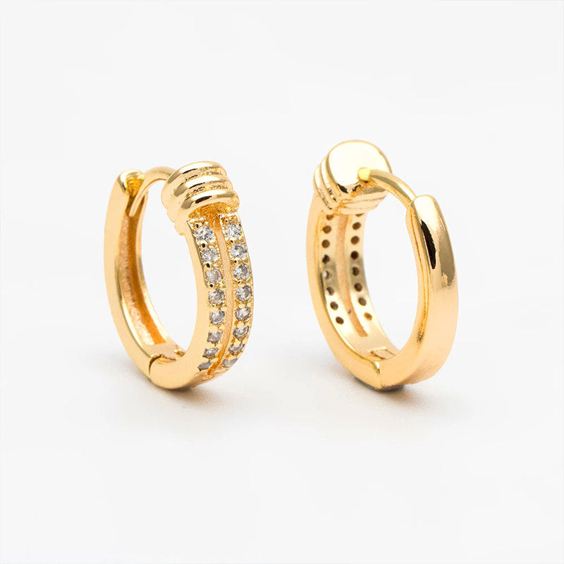 Earring Studs With Zircon And Full Diamond Setting Light Luxury Style
