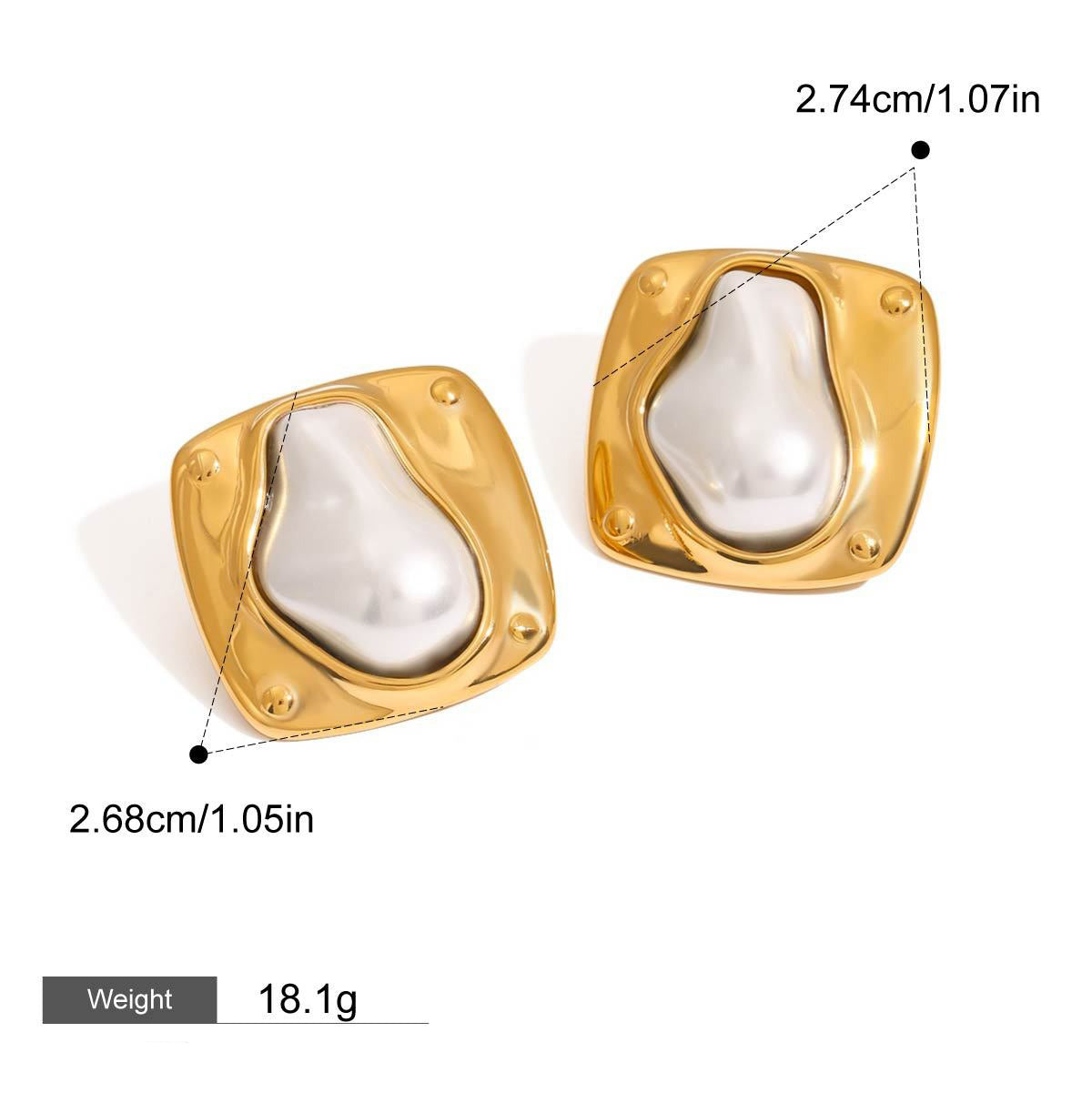 18K gold inlaid irregular pearls exquisite design noble necklace earrings ring set