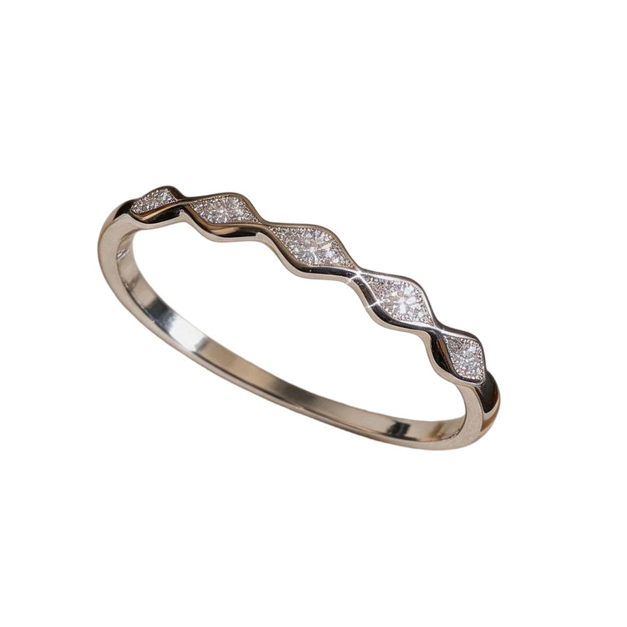 Stainless Steel Full Paved Zircon Clasp Bangle For Women, 18K Gold Plated, INS European American Trendy Versatile Light Luxury Personality Bracelet