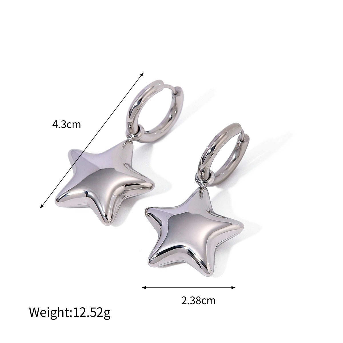 18K gold star-shaped design elegant necklace, ring, earrings and brooch set