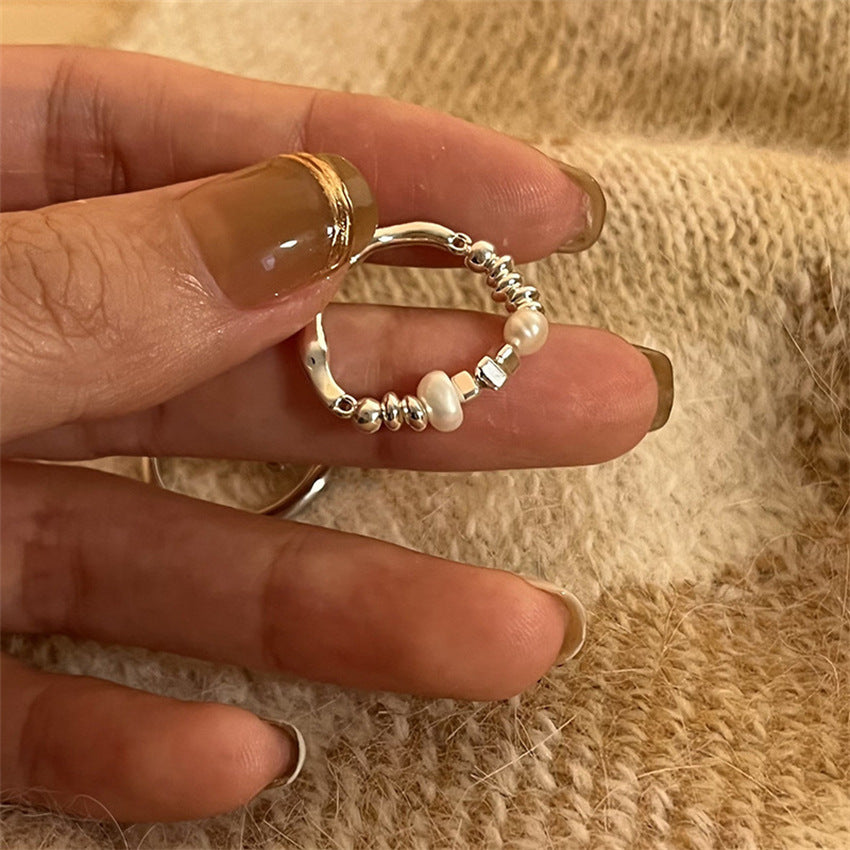 925 Sterling Silver Plain Band Zircon Ring, Ladies Light Luxury Niche Heavy Craft Stackable High-end Tarnish Resistant Ring