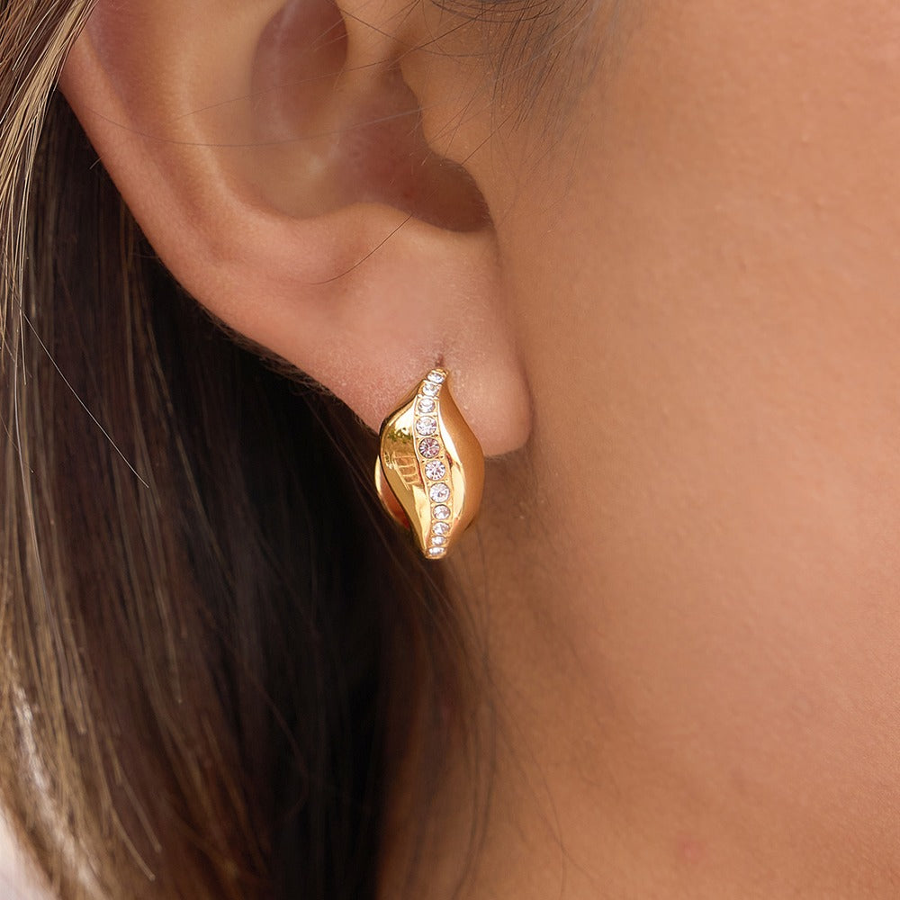Wave Zircon Huggie Earrings Collection