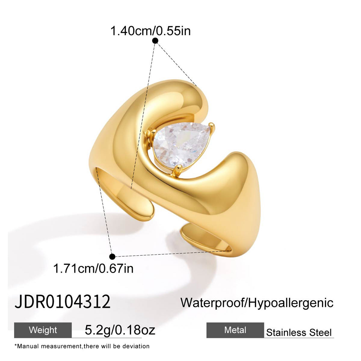 Horseshoe Zircon Open Ring