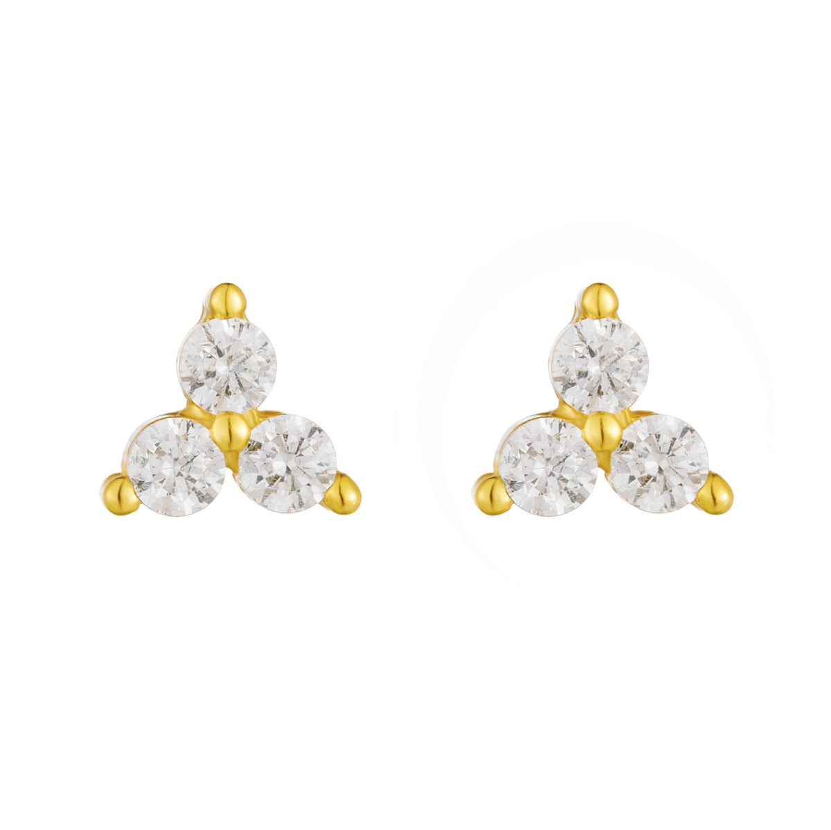 18K gold trefoil inlaid gemstone design exquisite and noble earrings