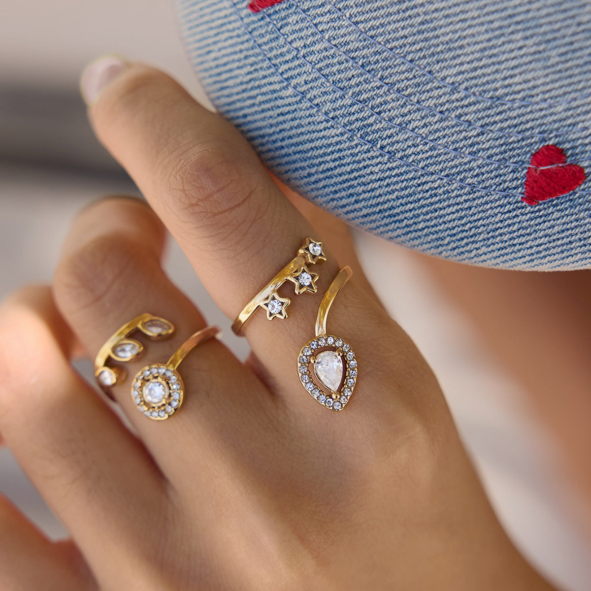 Star and Pear Zircon Ring Collection