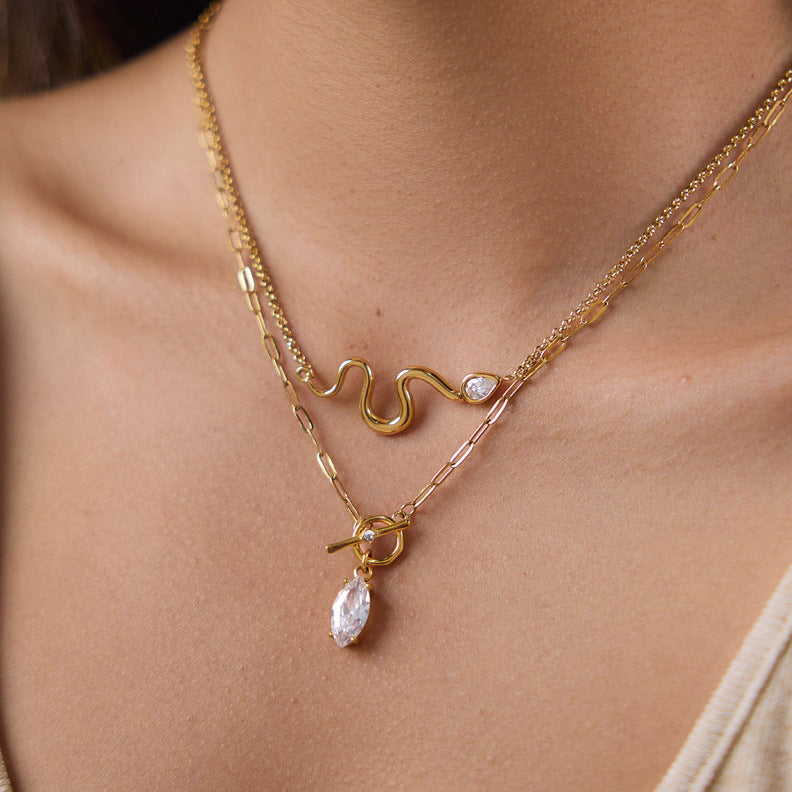 Toggle Zircon Pendant Necklace Collection