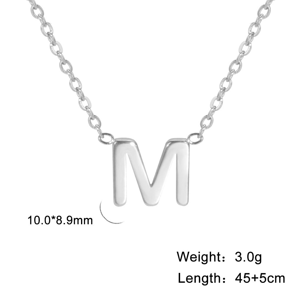 Hot-Selling Welded 26 Letters 18K Real Gold Electroplated Non-Fading Small Pendant Jewelry 304 Material Stainless Steel Necklace