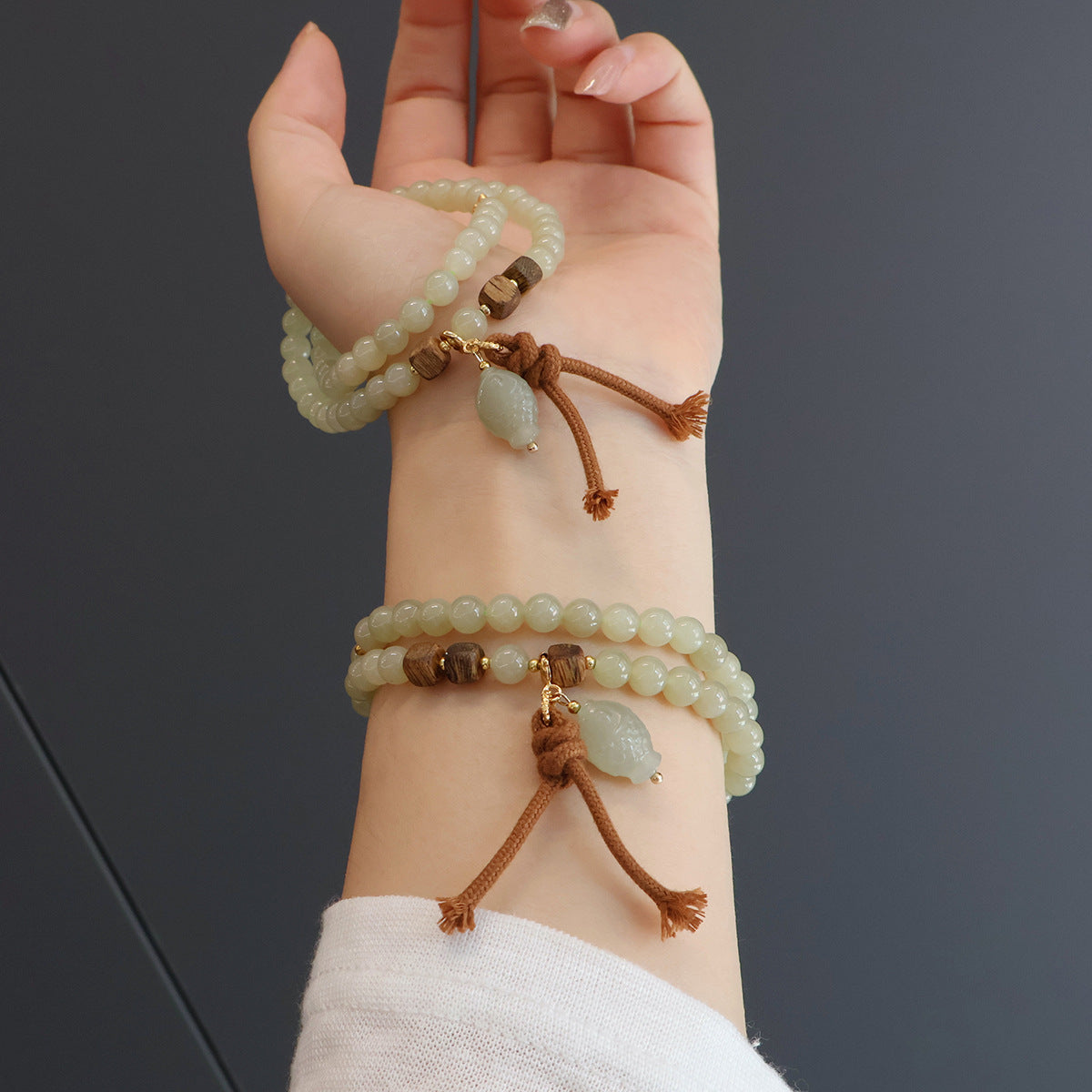 Natural Hetian Jade Bead Bracelet