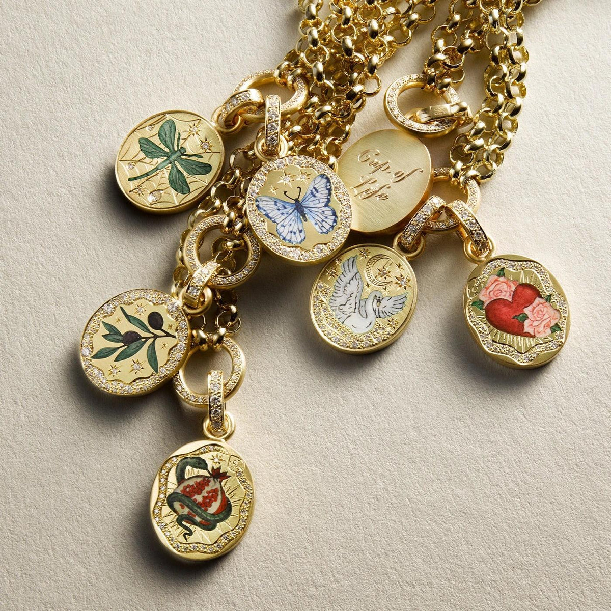 Enamel Motif Pendant Necklace Collection