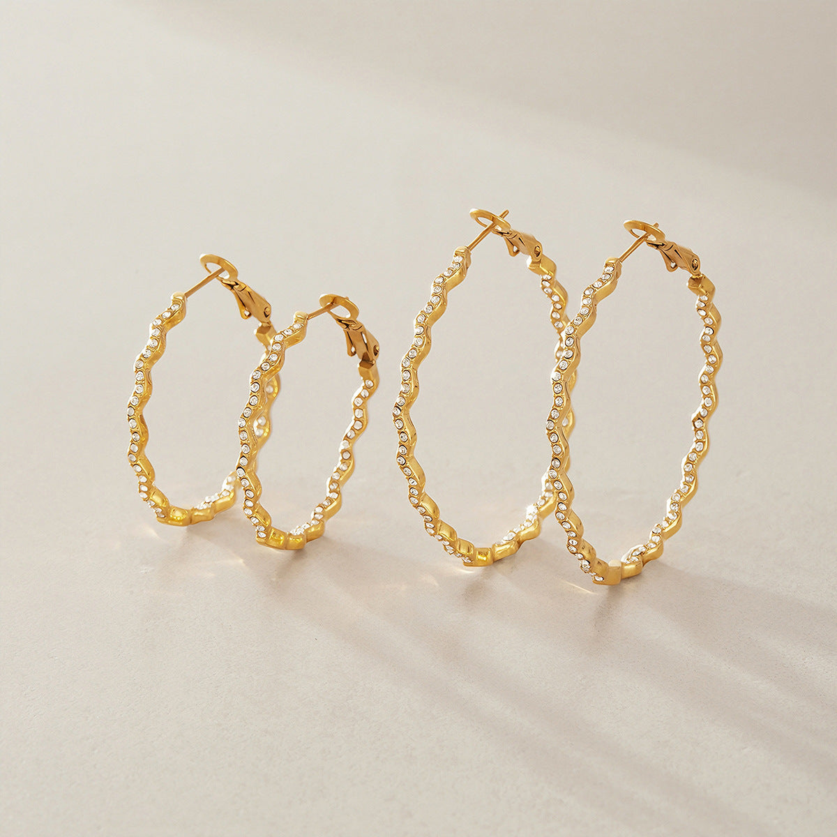 Wavy Zircon Hoop Earrings Collection