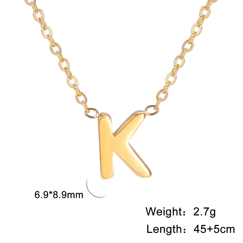 Hot-Selling Welded 26 Letters 18K Real Gold Electroplated Non-Fading Small Pendant Jewelry 304 Material Stainless Steel Necklace