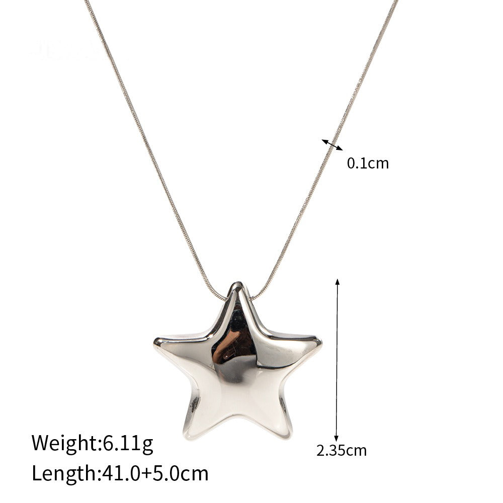 18K gold star-shaped design elegant necklace, ring, earrings and brooch set
