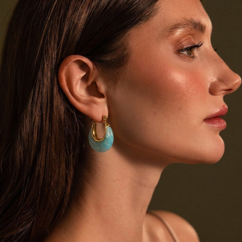 Color Resin Huggie Earrings Collection