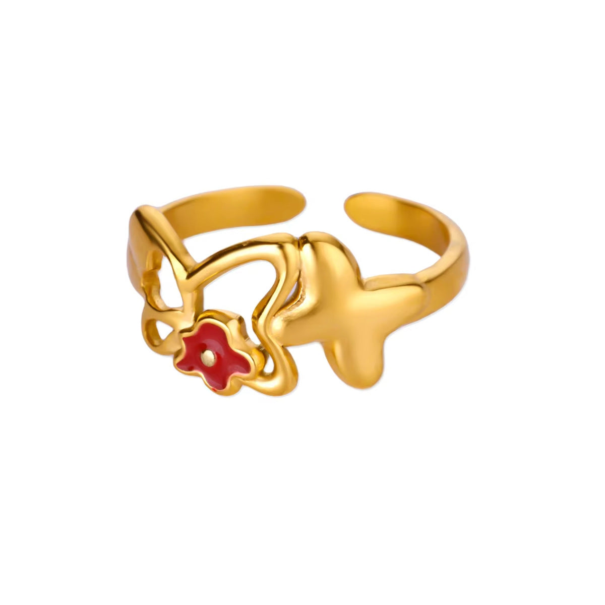 Women 18K Gold Plated Open Ring, Multi-Layer Hollow Design, Sparkling Cubic Zirconia, Minimalist Luxury Temperament Ring