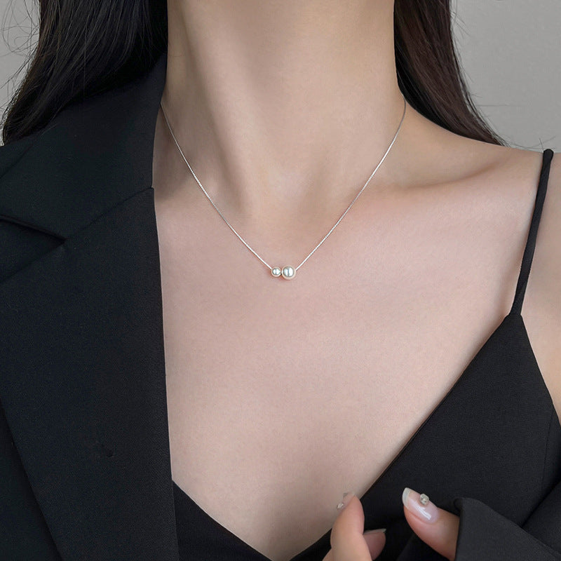 925 Sterling Silver Pearl Necklace Women's 2024 New Explosive Light Luxury Clavicle Chain Niche High-end Women