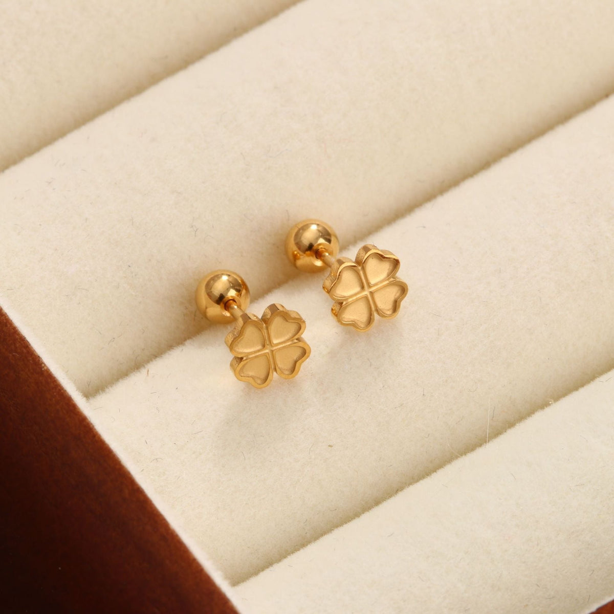 18K gold geometric inlaid gemstone design trendy personality earrings