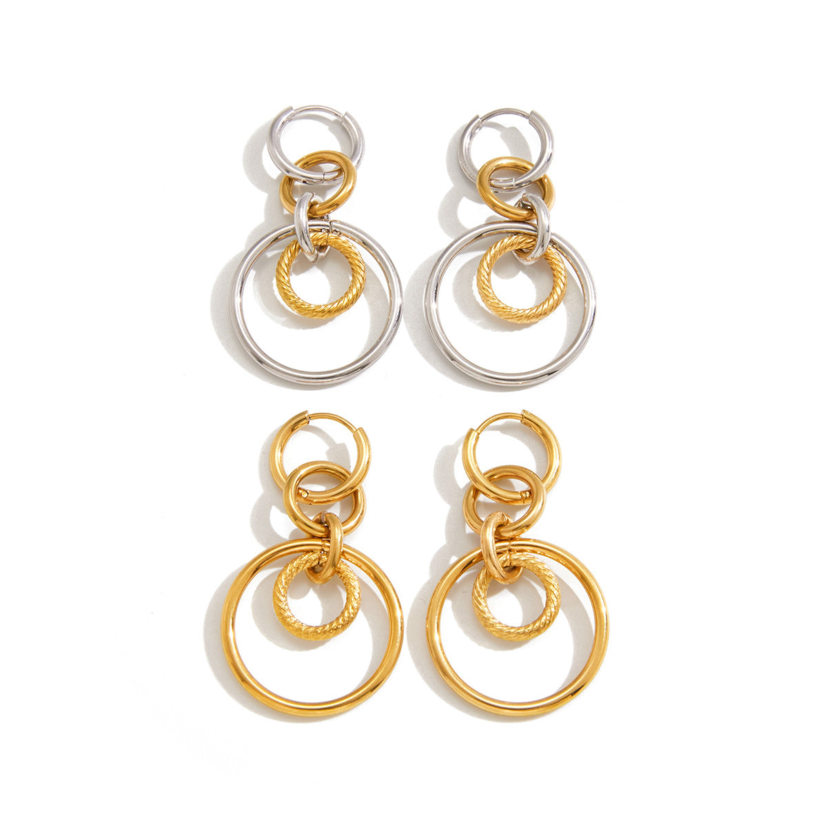 Stainless Steel Circle Drop Earrings Collection