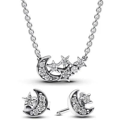 Panjia Sterling Silver Snowflake Lucky Tree Moon Necklace