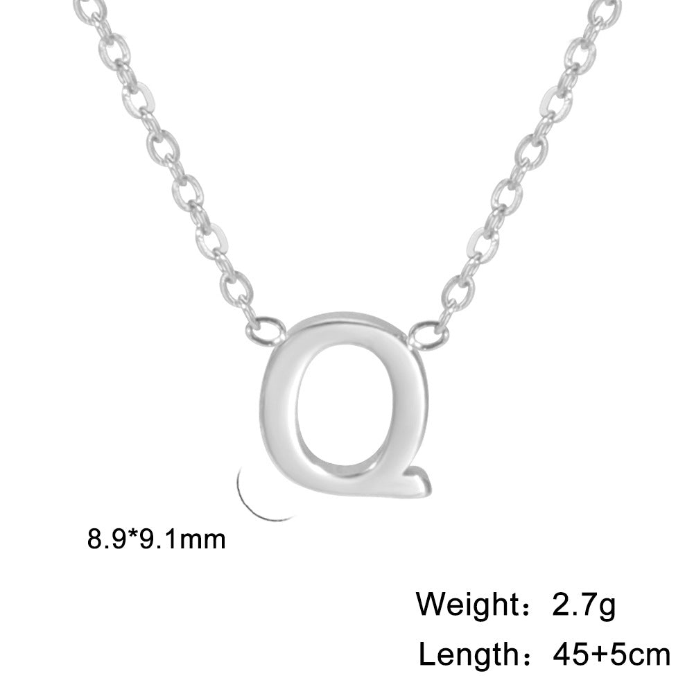 Hot-Selling Welded 26 Letters 18K Real Gold Electroplated Non-Fading Small Pendant Jewelry 304 Material Stainless Steel Necklace