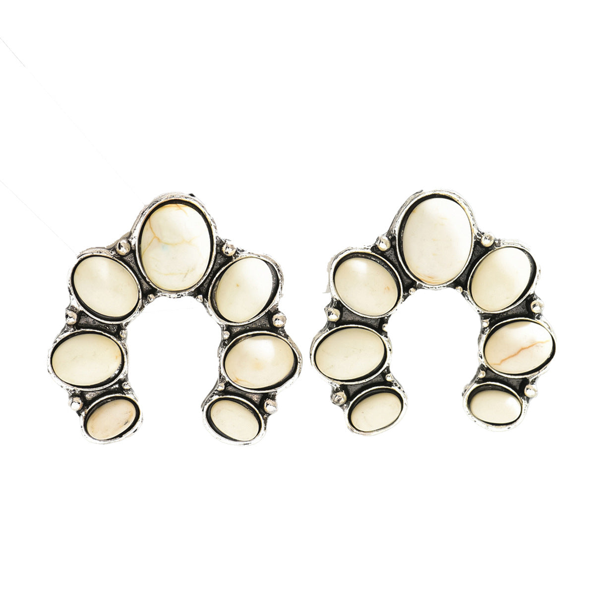 Cross-border Explosions Bohemian Women's Earrings Personalized Retro Jeweled U-shaped Earrings All-match High-end Sense