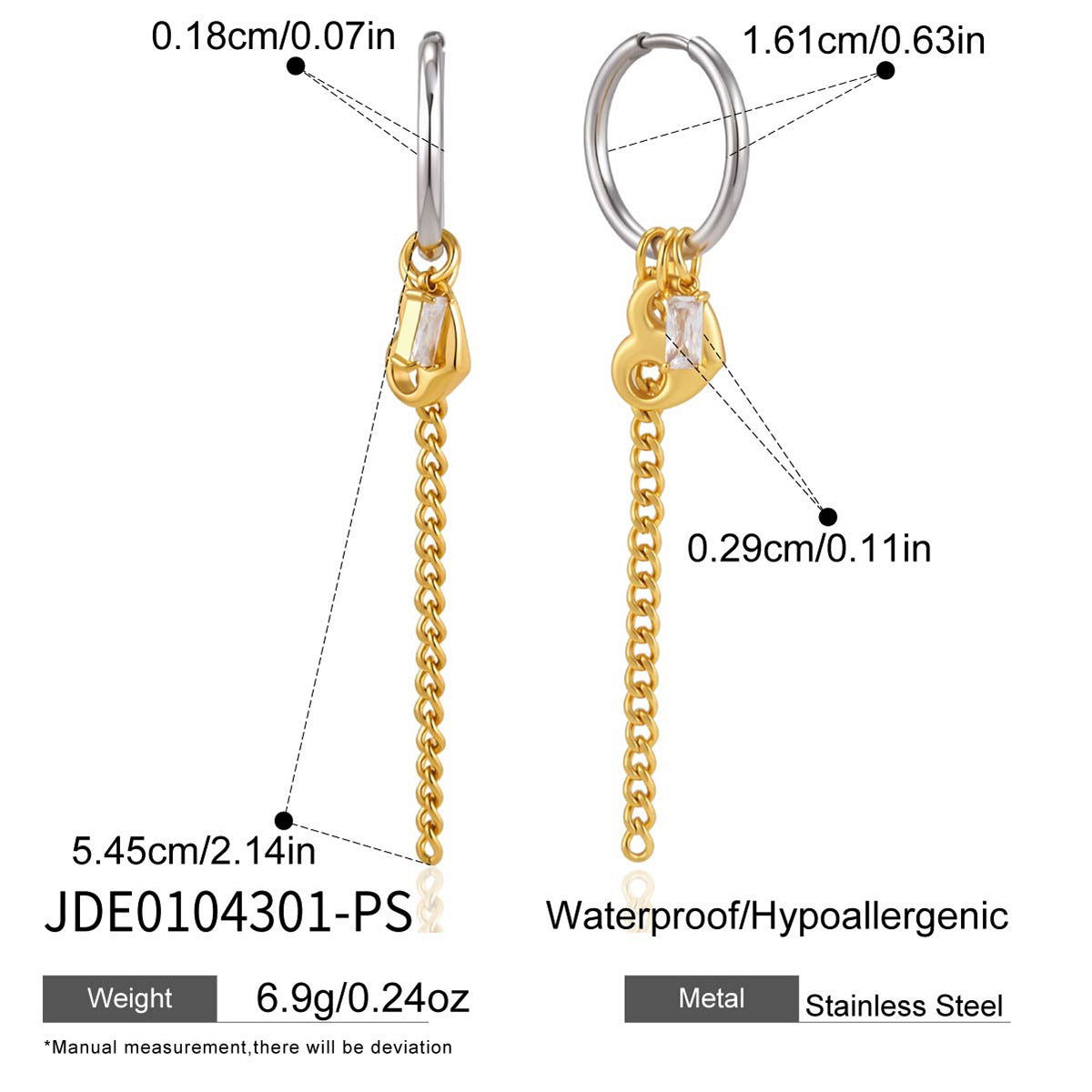 Two Tone Chain Tassel Earrings