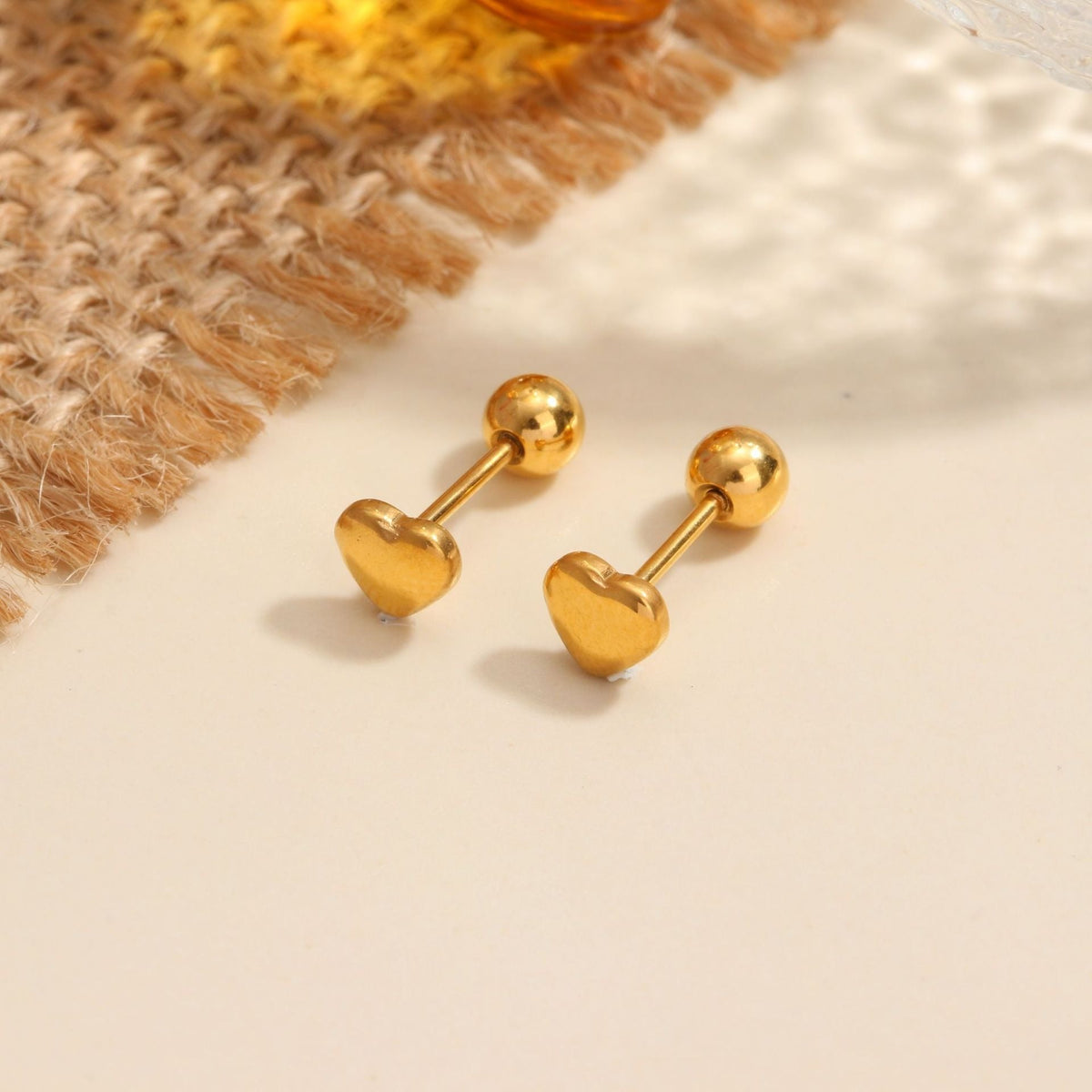 18K gold geometric inlaid gemstone design high-end earrings