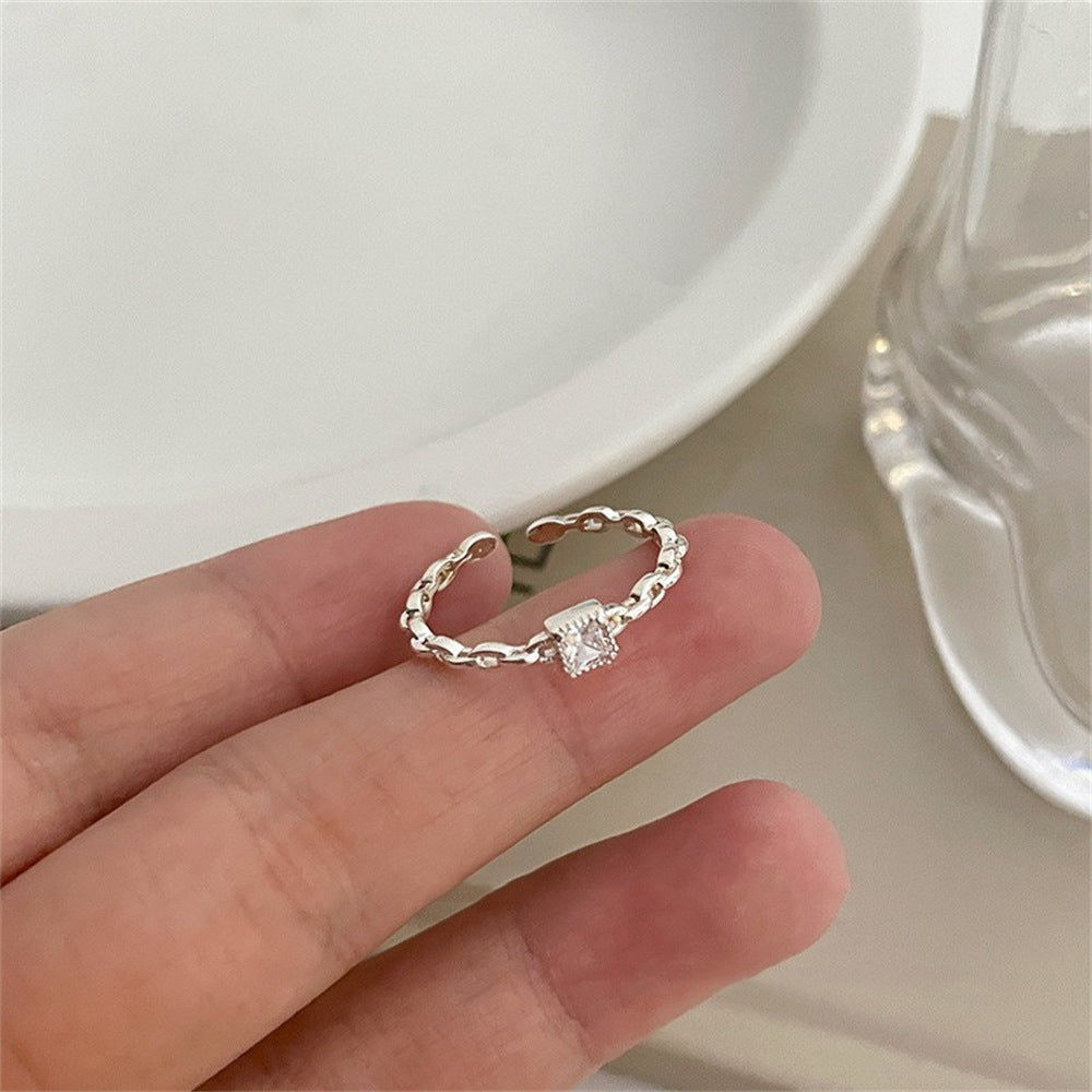 Niche Design 925 Sterling Silver Zircon Plain Band Ring For Women, High Sense Heavy Craft Stackable Tarnish Resistant Ring