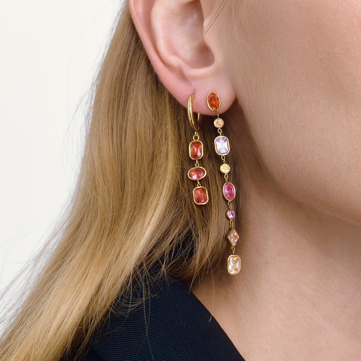 Color Zircon Tassel Earrings Collection