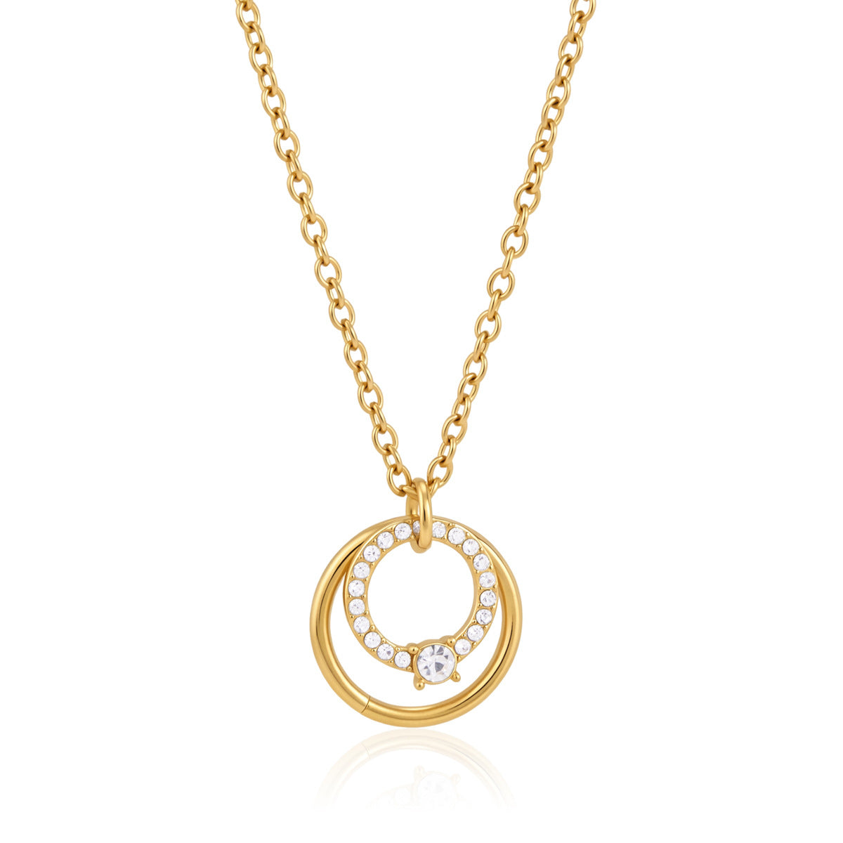 Sliding Double Circle Pendant Necklace Collection
