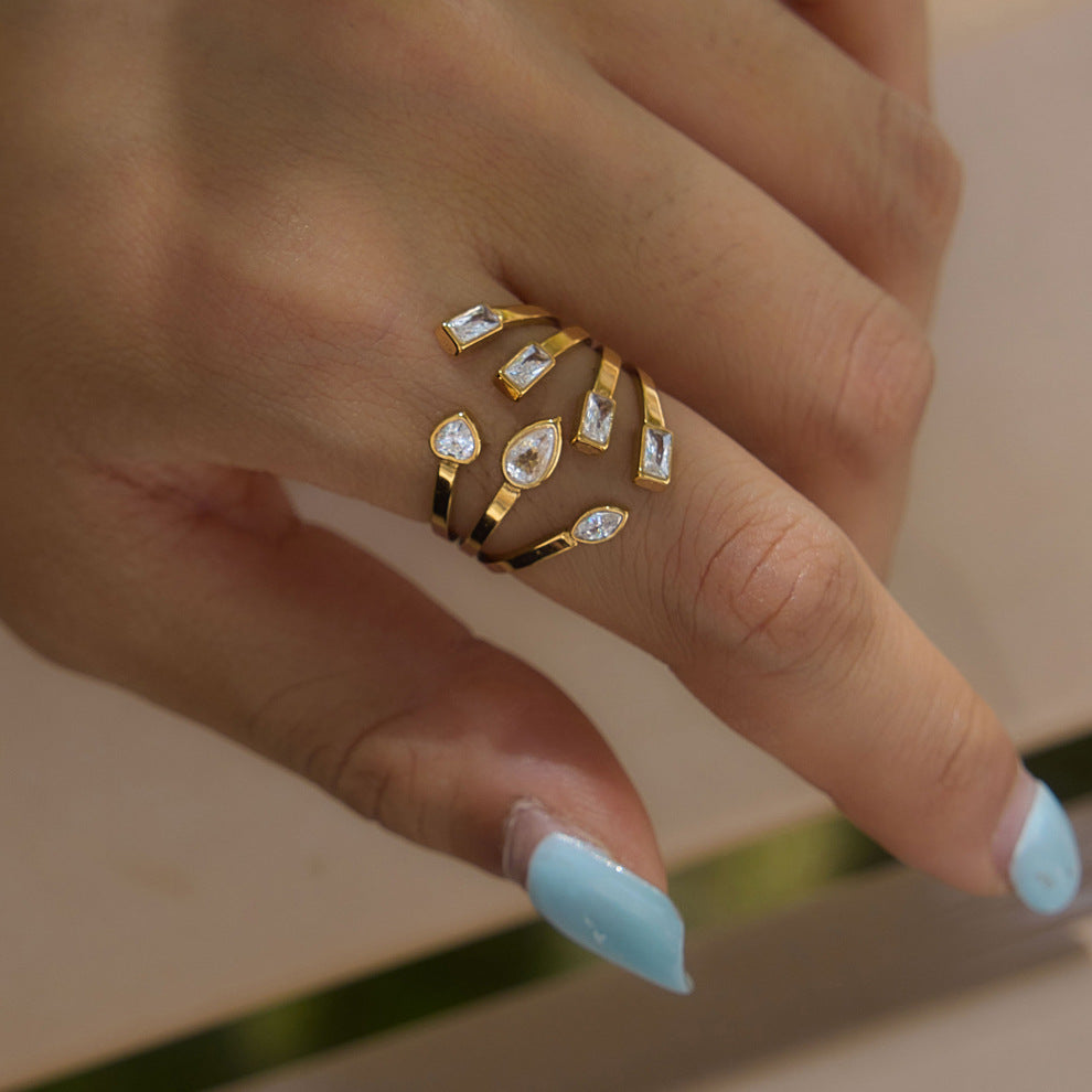 Split Band Zircon Open Ring Collection