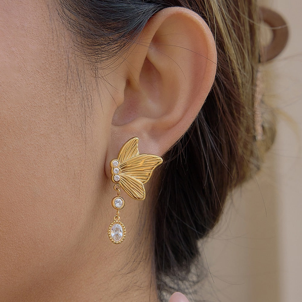 Butterfly Zircon Drop Earrings