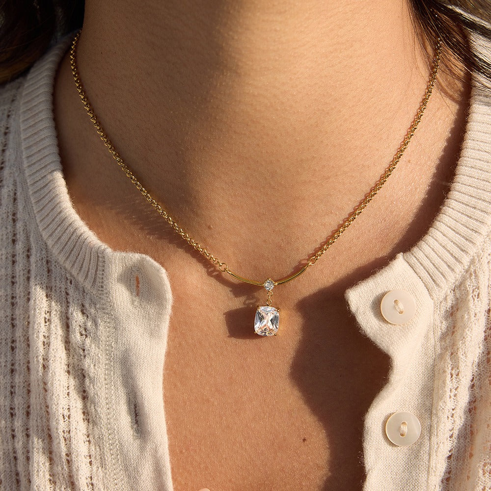 Zircon Drop Pendant Necklace