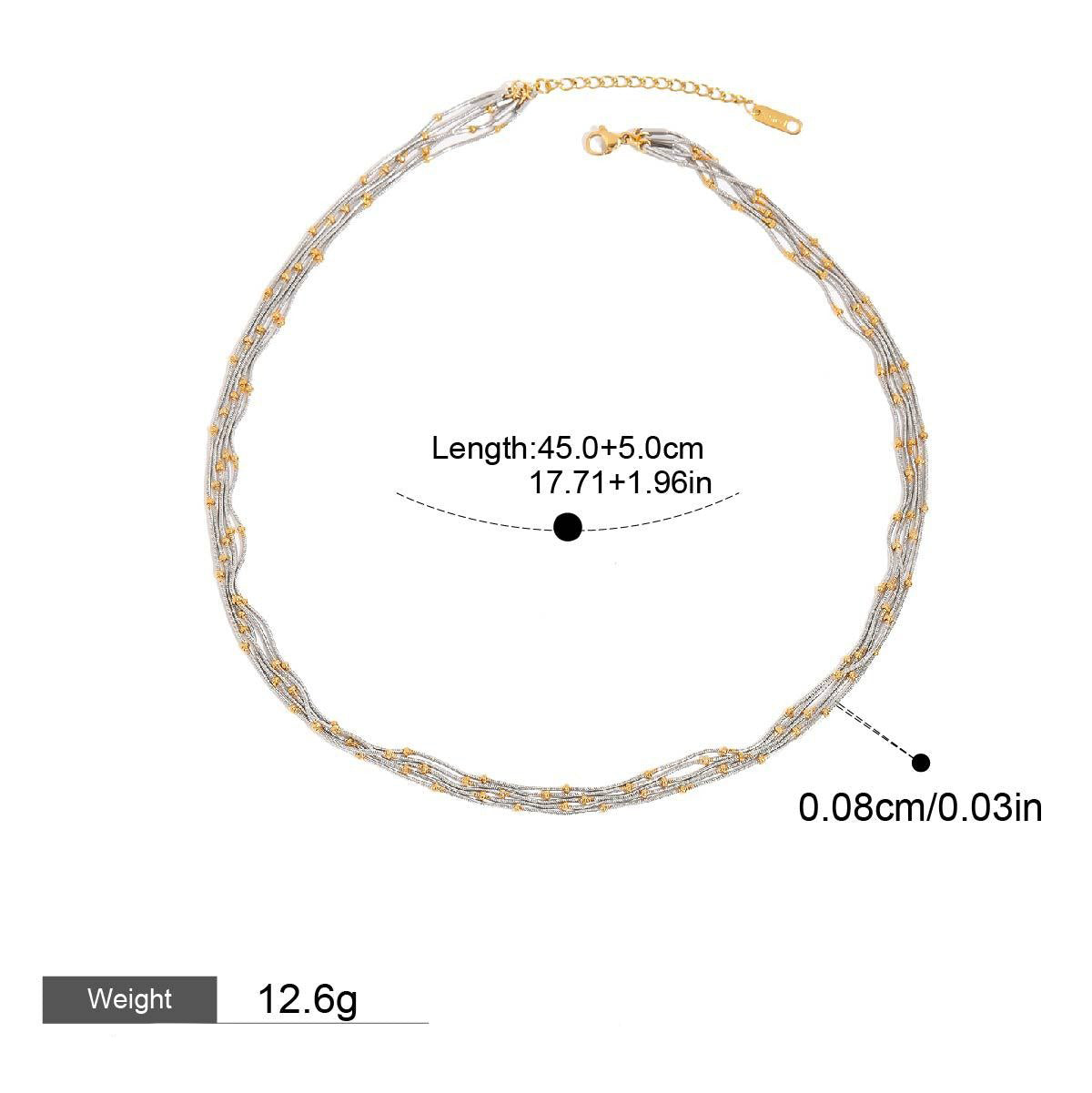 18K gold multi-layer chain with round beads design exquisite and fashionable necklace