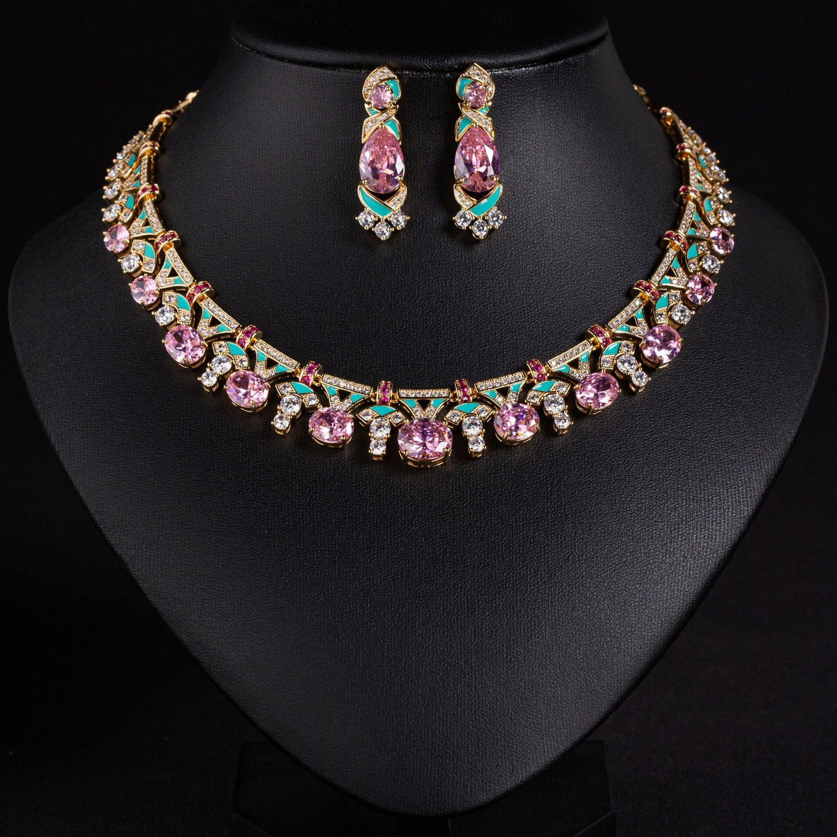 Cross-Border Same Price Necklace Irregular Pink Luxury Oil Dripping Craft High-End Women's Evening Clavicle Chain Jewelry For Women