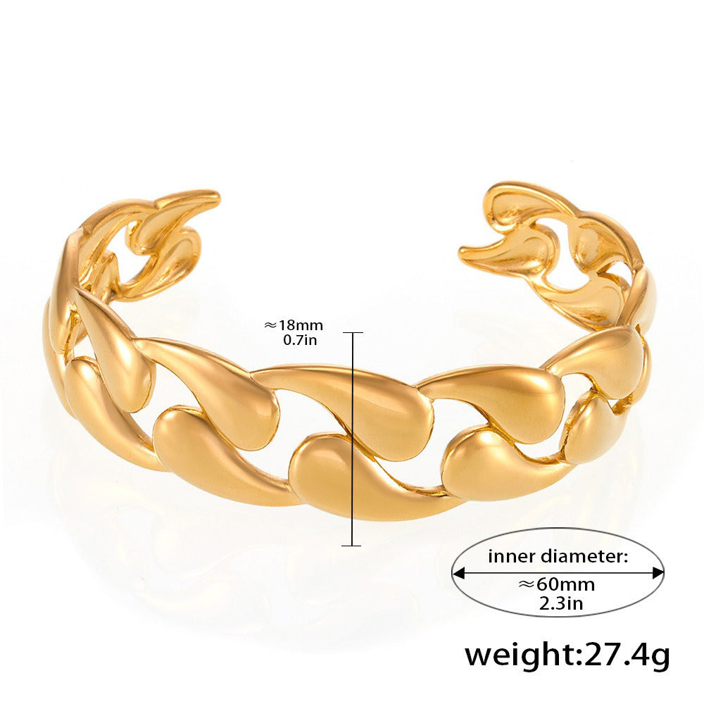 18K gold geometric shape with hollow design simple and elegant bracelet