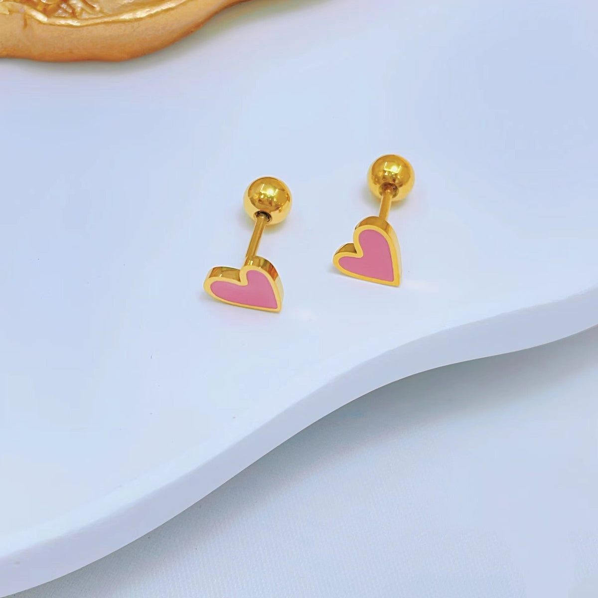 18K gold geometric inlaid gemstone design high-end earrings
