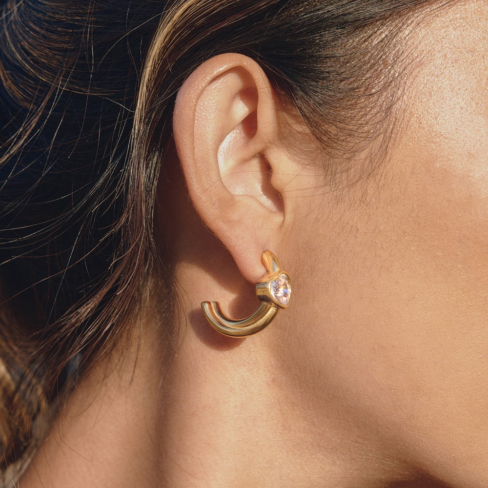 Heart Zircon C Hoop Earrings Collection