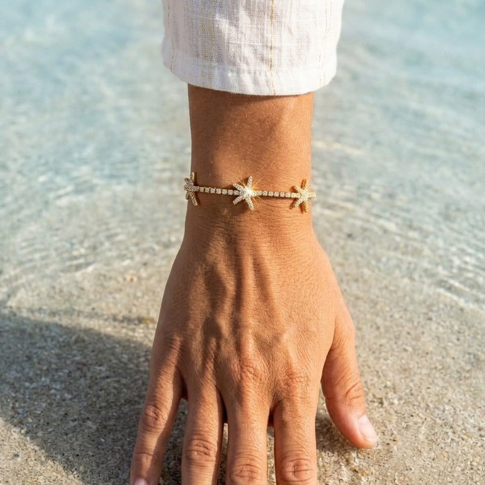 White Zircon Starfish Bracelet