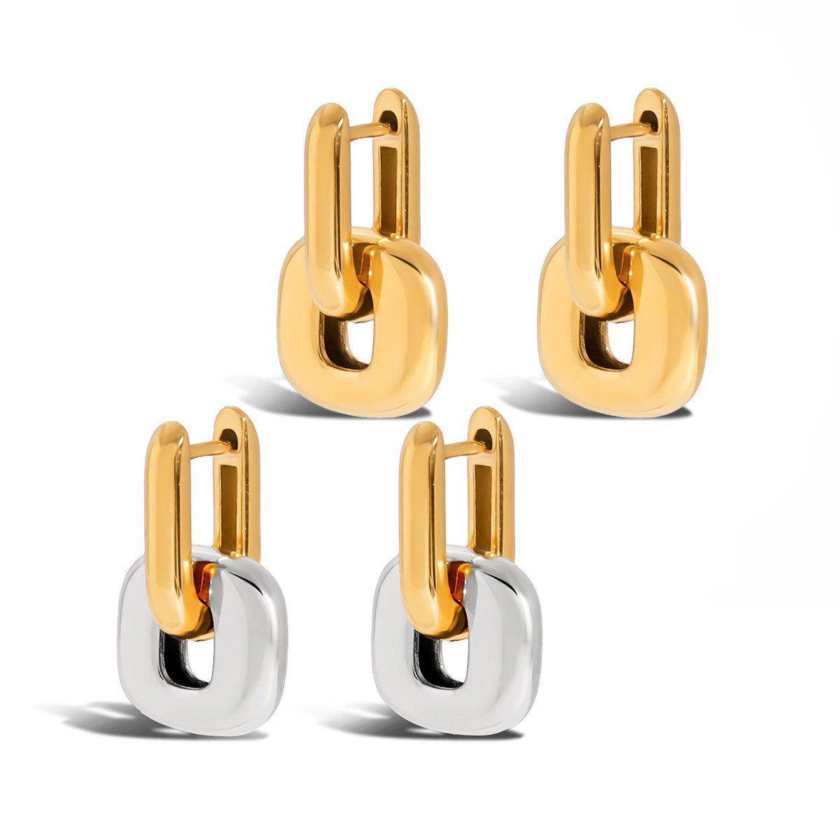 18K gold geometric square with hollow design classic and fashionable earrings