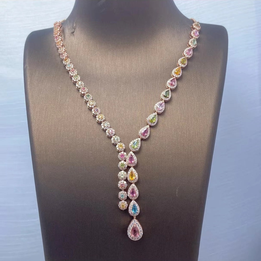 Color Zircon Pendant Necklace