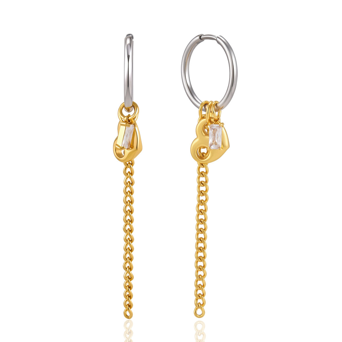 Two Tone Chain Tassel Earrings