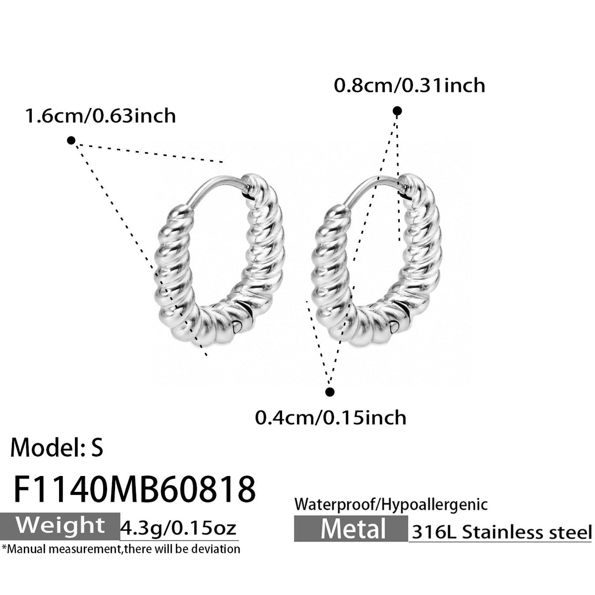 Two Tone Twisted Hoop Earrings Gold Plated Titanium Steel Fashion Women Ear Jewelry For Daily Dating Banquet Party Occasions
